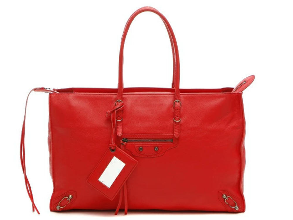 Balenciaga Paper Tote Bag Calfskin Red